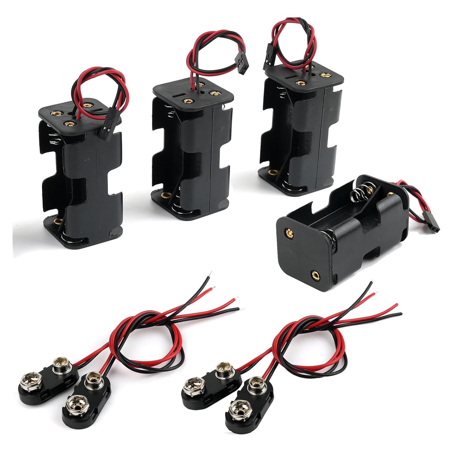 Soporte para 4 Baterías AA 6V + Clips Conector 9V Stemedu