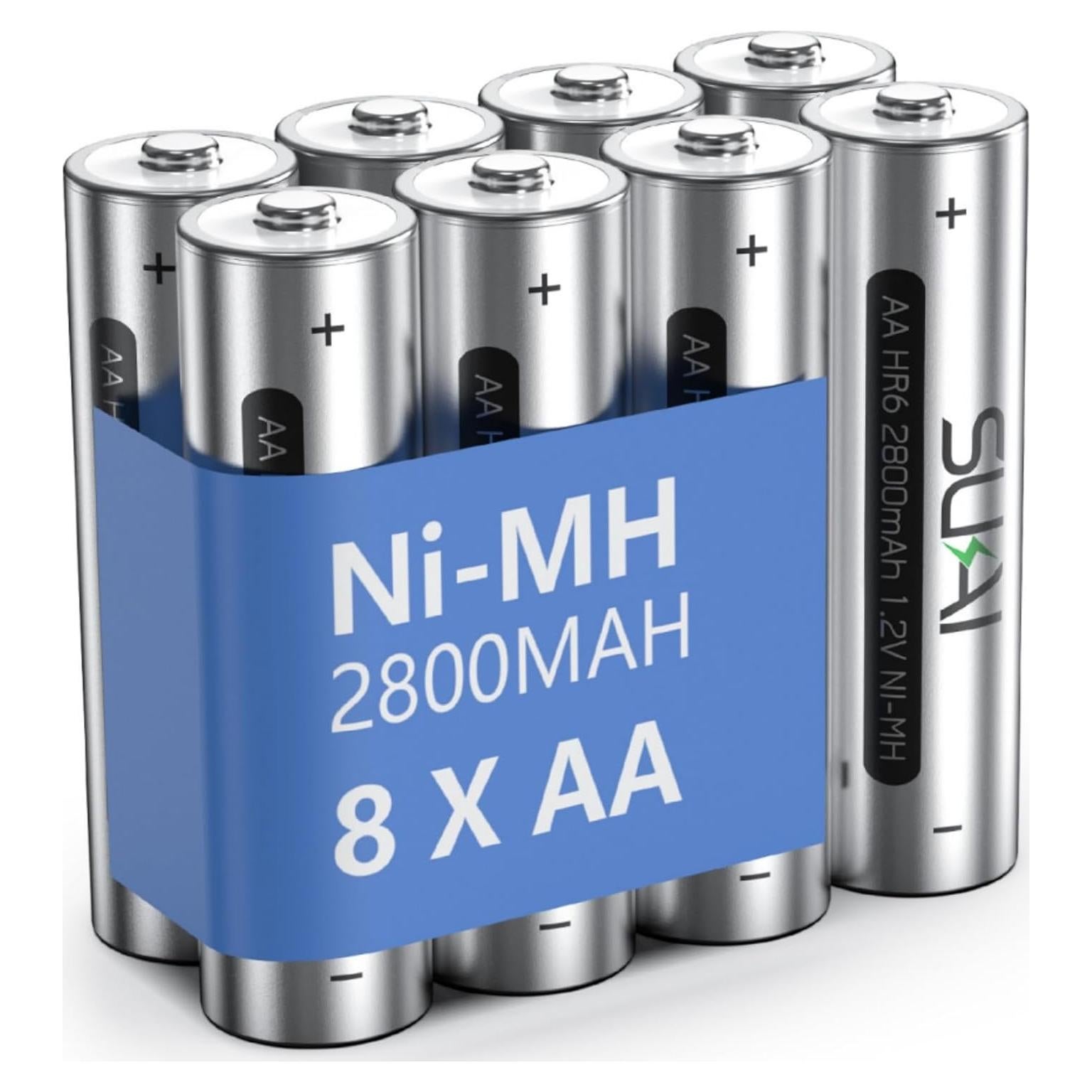 Baterías recargables AA SUKAI 2800mAh, paquete de 8