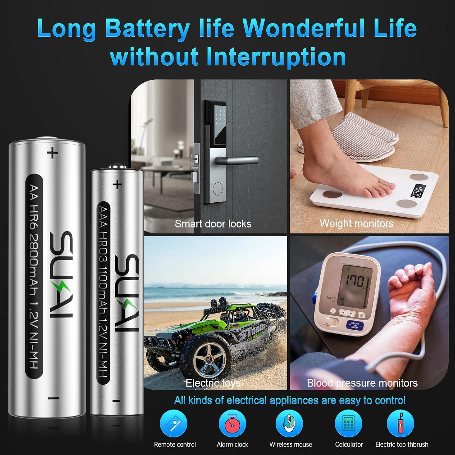 Baterías recargables AA SUKAI 2800mAh, paquete de 8