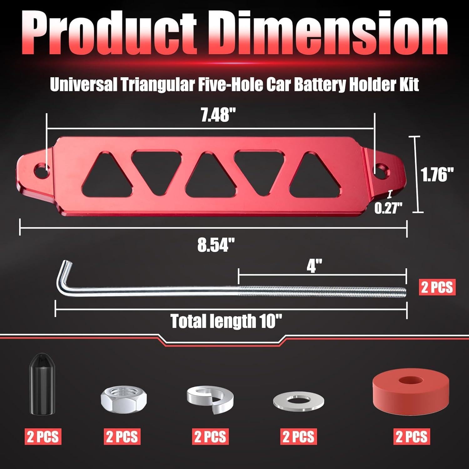 Soporte de Batería BFXM Rojo Universal 21.6 cm con Ganchos