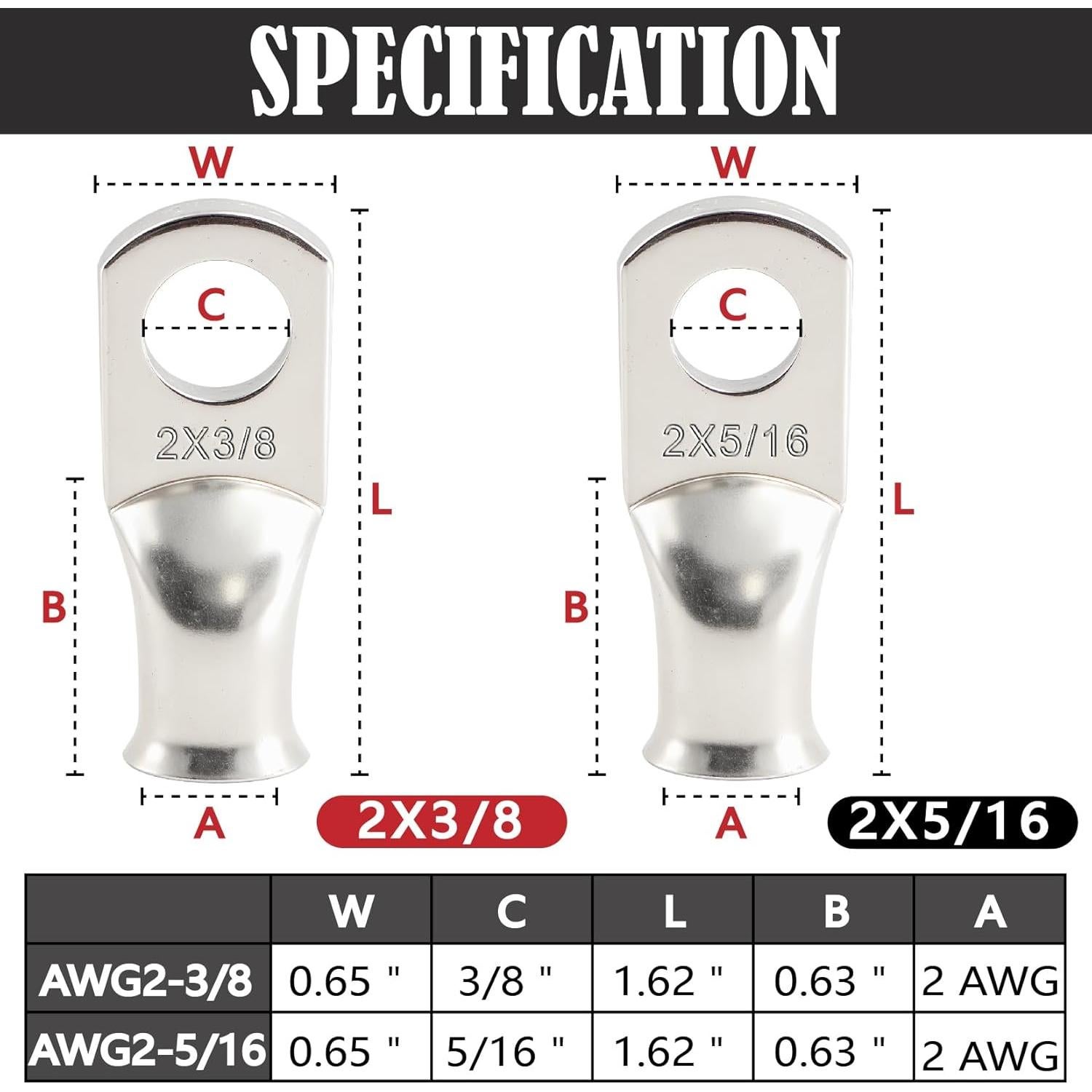Kit de terminales de cable de batería Xaugiry 20 piezas 2 AWG