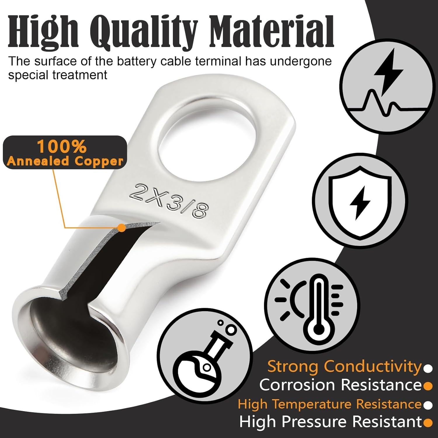 Kit de terminales de cable de batería Xaugiry 20 piezas 2 AWG