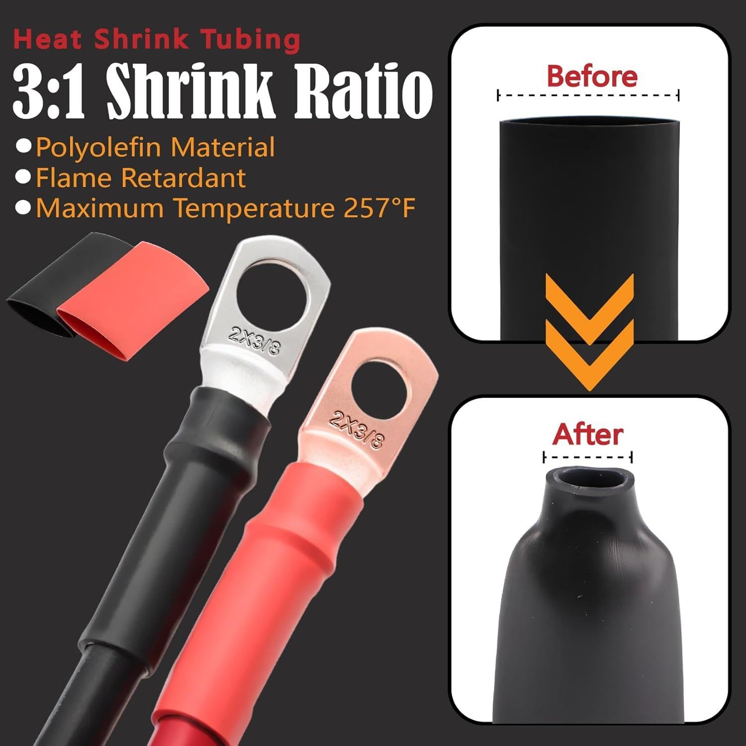 Kit de terminales de cable de batería Xaugiry 20 piezas 2 AWG