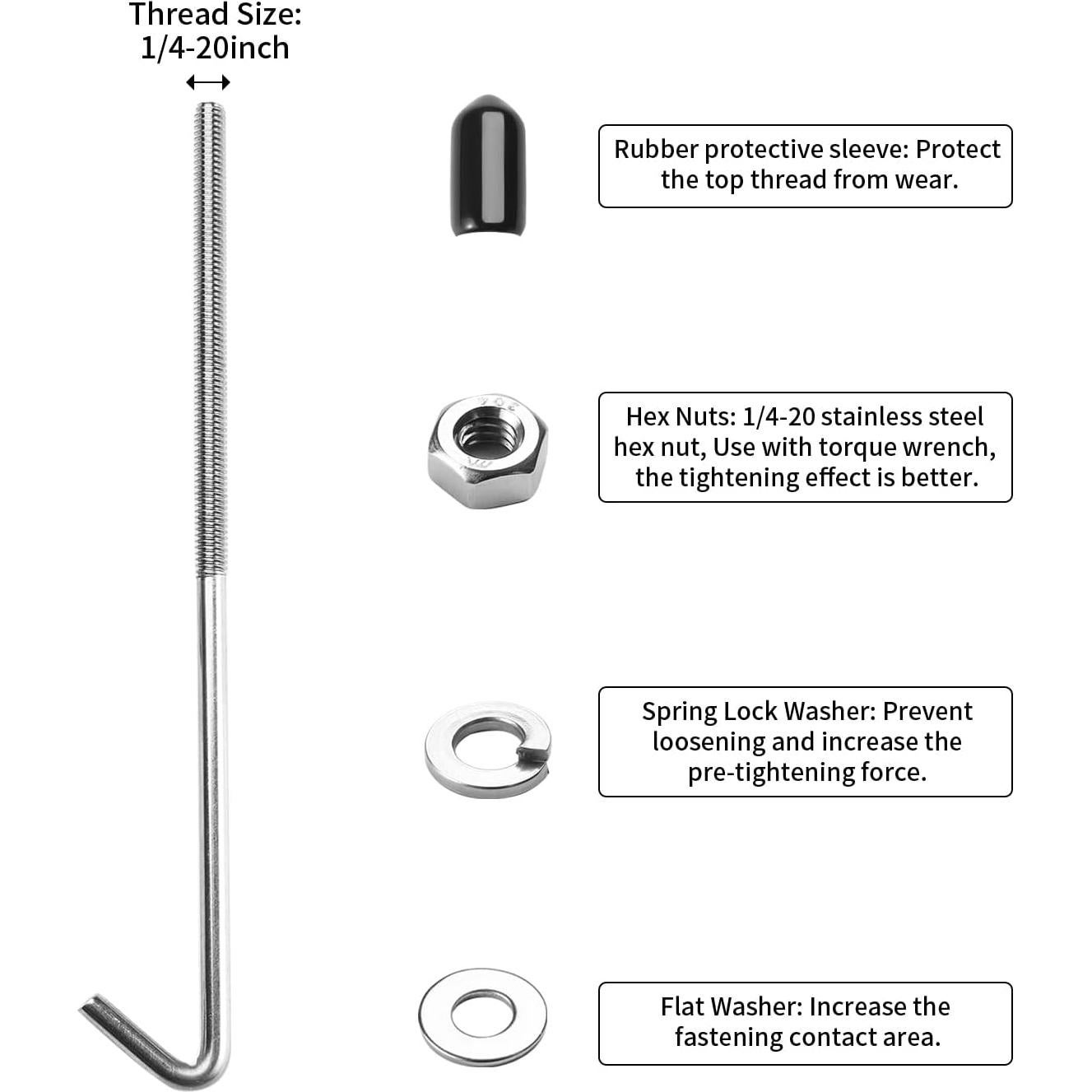 Tornillos de sujeción de batería en J ARONOVA 20.32 cm acero inoxidable