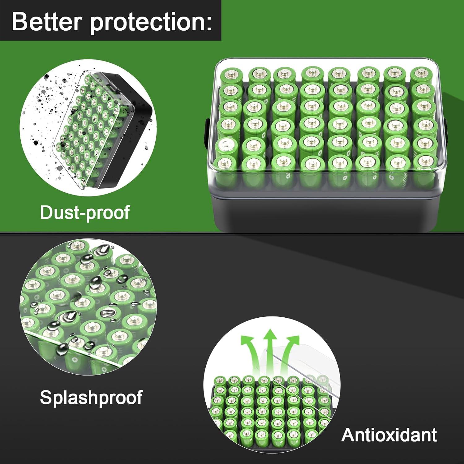 Organizador de Baterías ALCYON para 48 Baterías AA - Negro