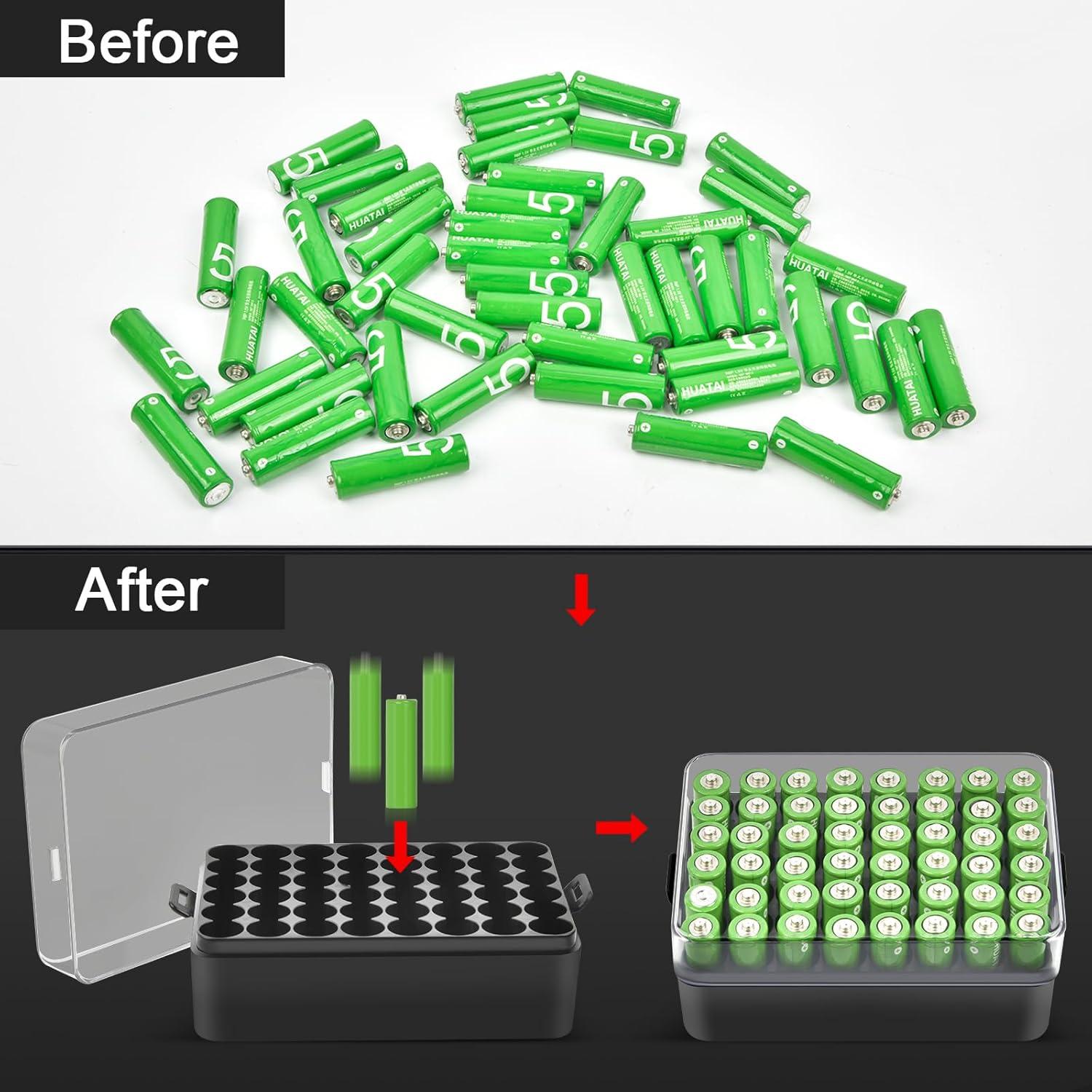 Organizador de Baterías ALCYON para 48 Baterías AA - Negro