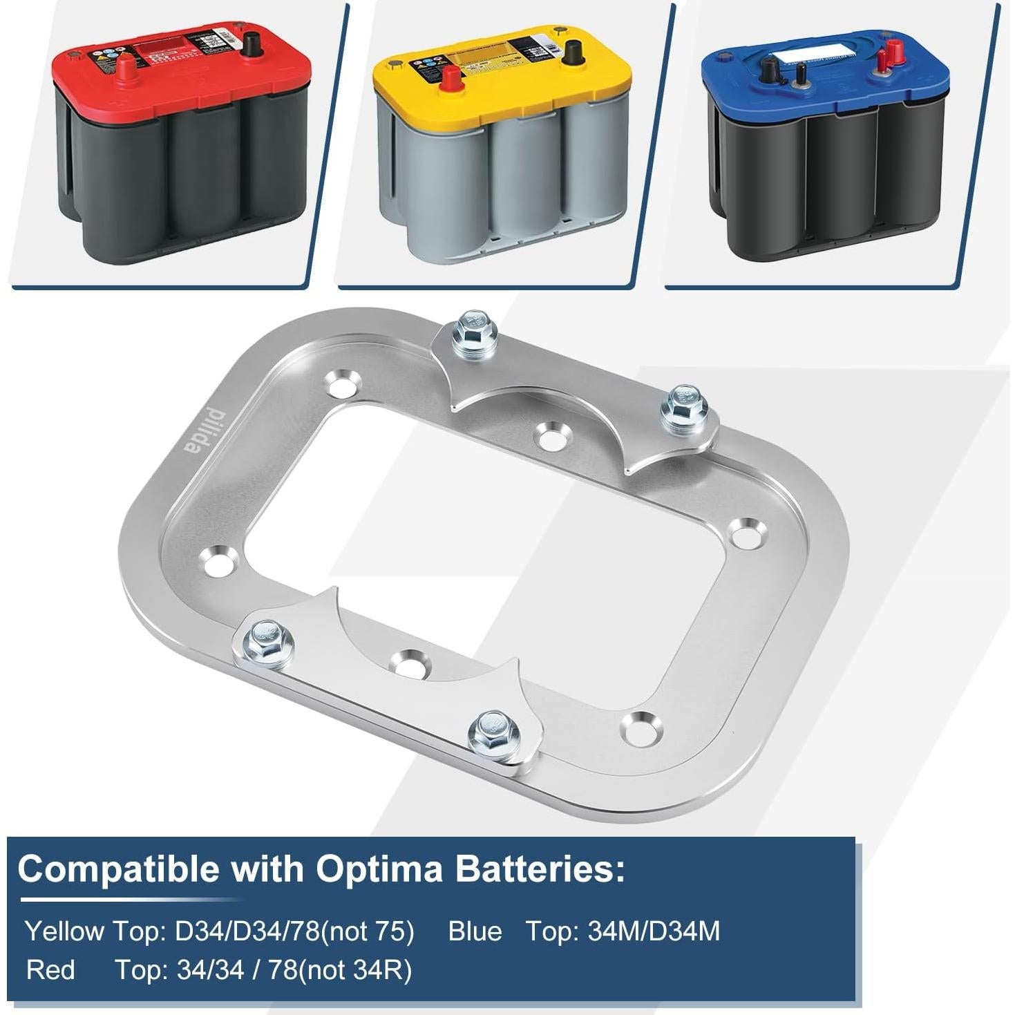 Bandeja de Batería de Aluminio Pilida para Optima 34 34/78 D34 D34/78