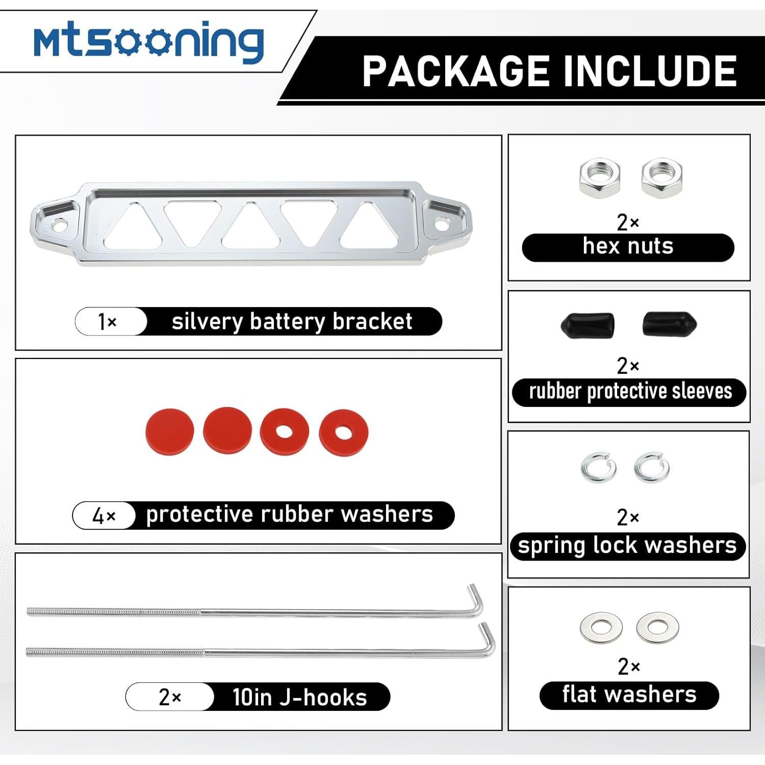 Soporte de Batería Mtsooning Plateado con Ganchos en J 25.4 cm