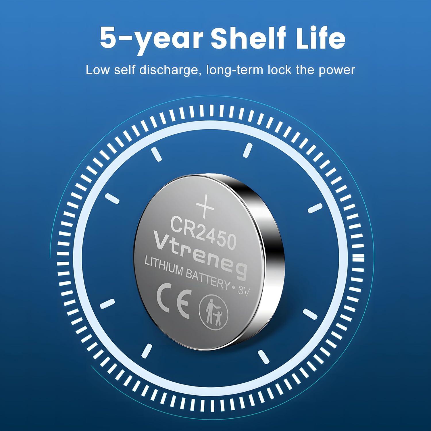 Paquete de 20 Baterías CR2450 VTRENEG 3V Alta Capacidad
