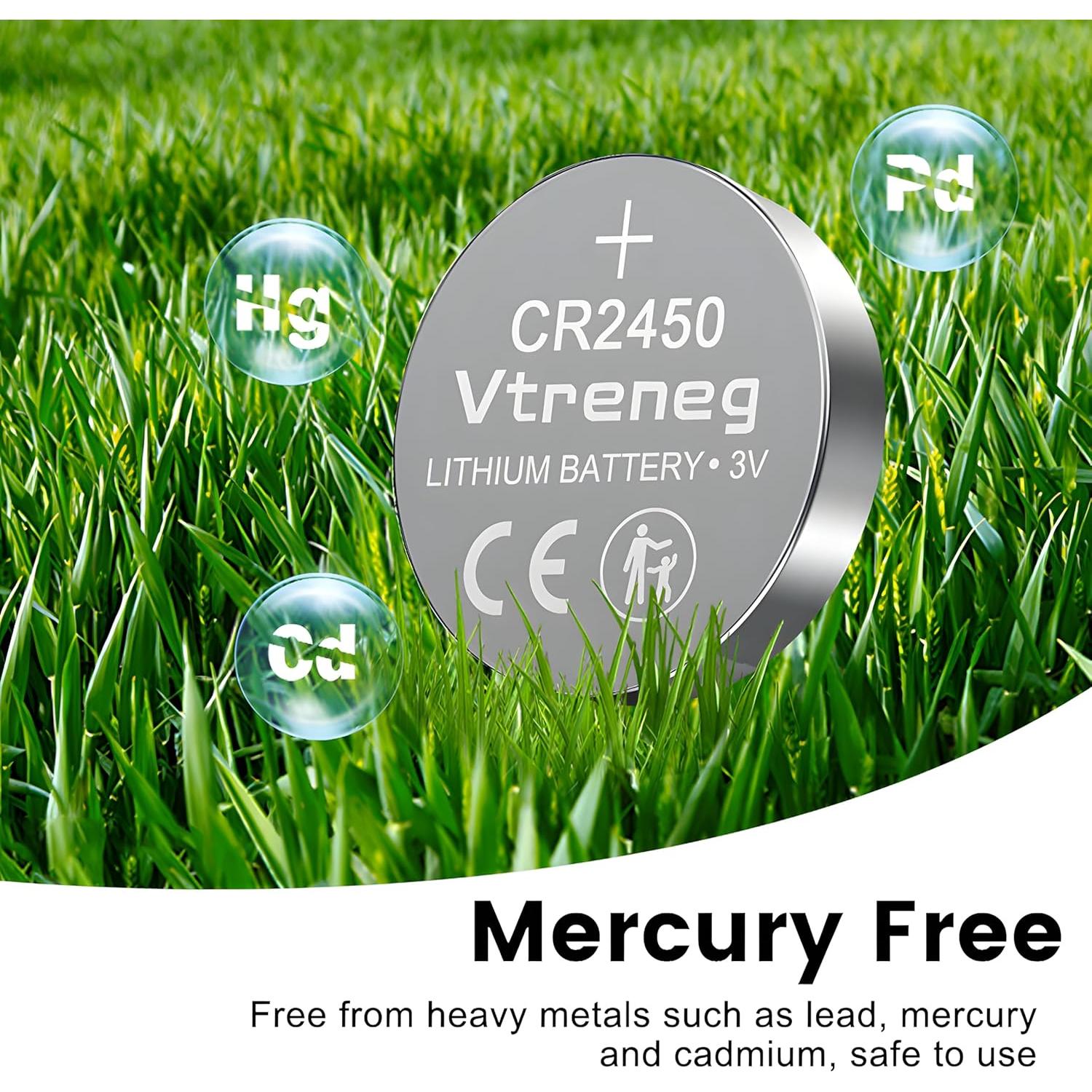 Paquete de 20 Baterías CR2450 VTRENEG 3V Alta Capacidad