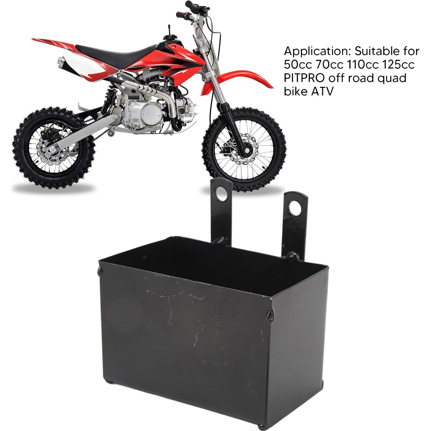 Caja de Batería de Motocicleta Diydeg 116x76x72mm Hierro Negro