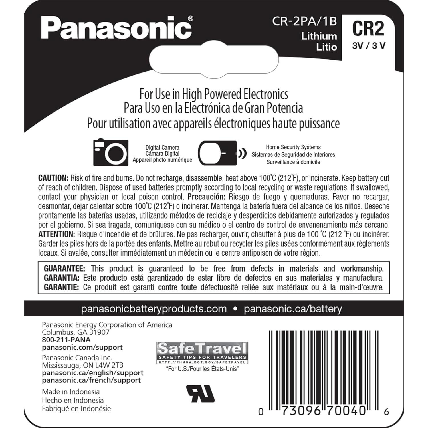 Batería de Litio Panasonic CR2 3V para Telémetros y Cámaras