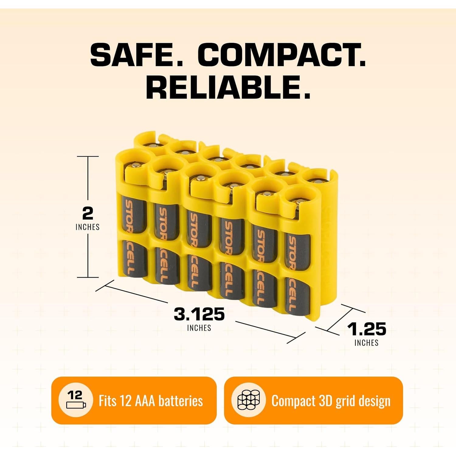 Caddy de Almacenamiento de Baterías AAA Storacell Amarillo 12 Unidades