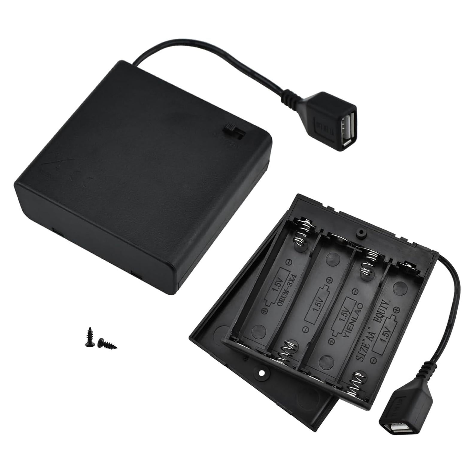 Soporte de Batería AA 4x1.5V SDTC Tech con USB y Interruptor