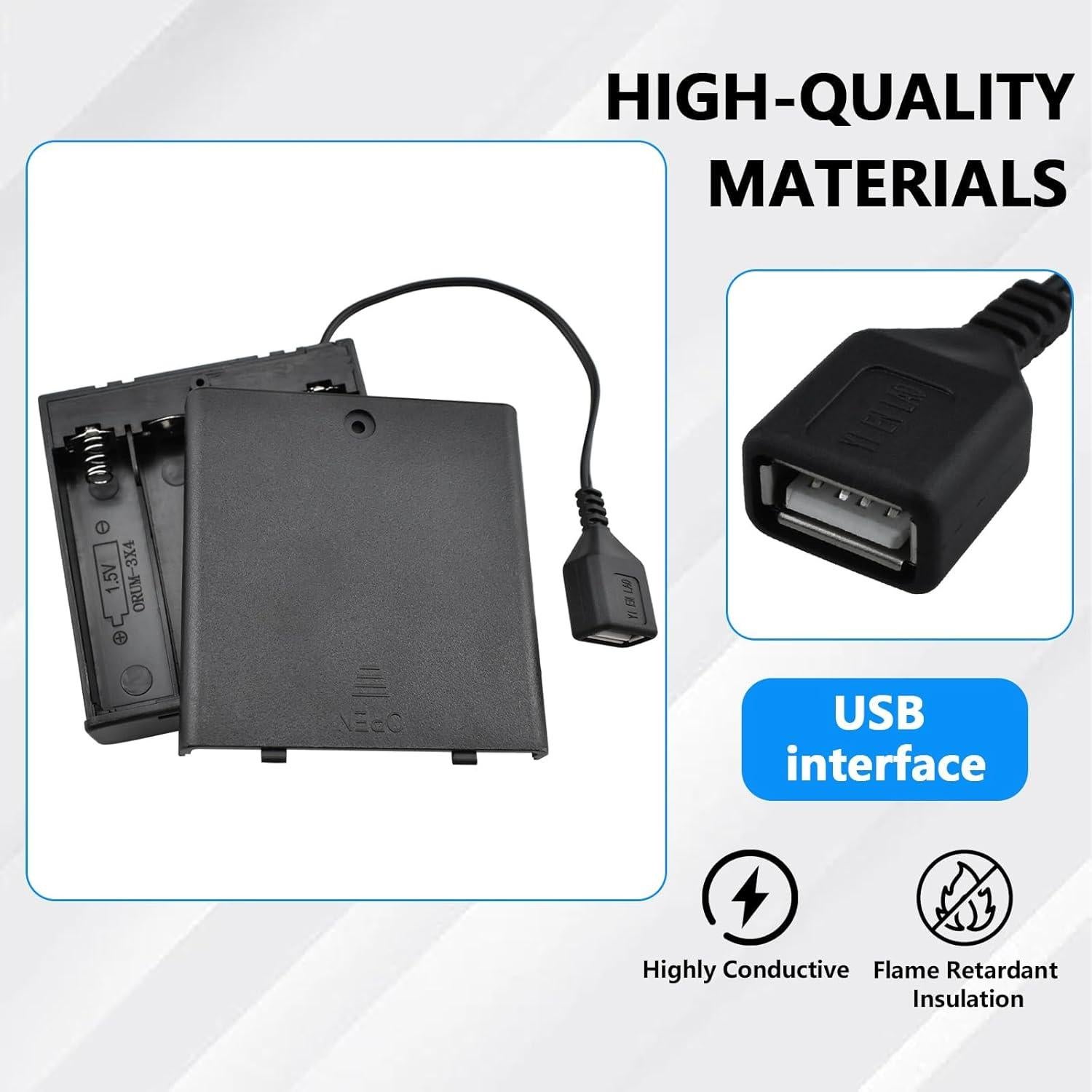 Soporte de Batería AA 4x1.5V SDTC Tech con USB y Interruptor