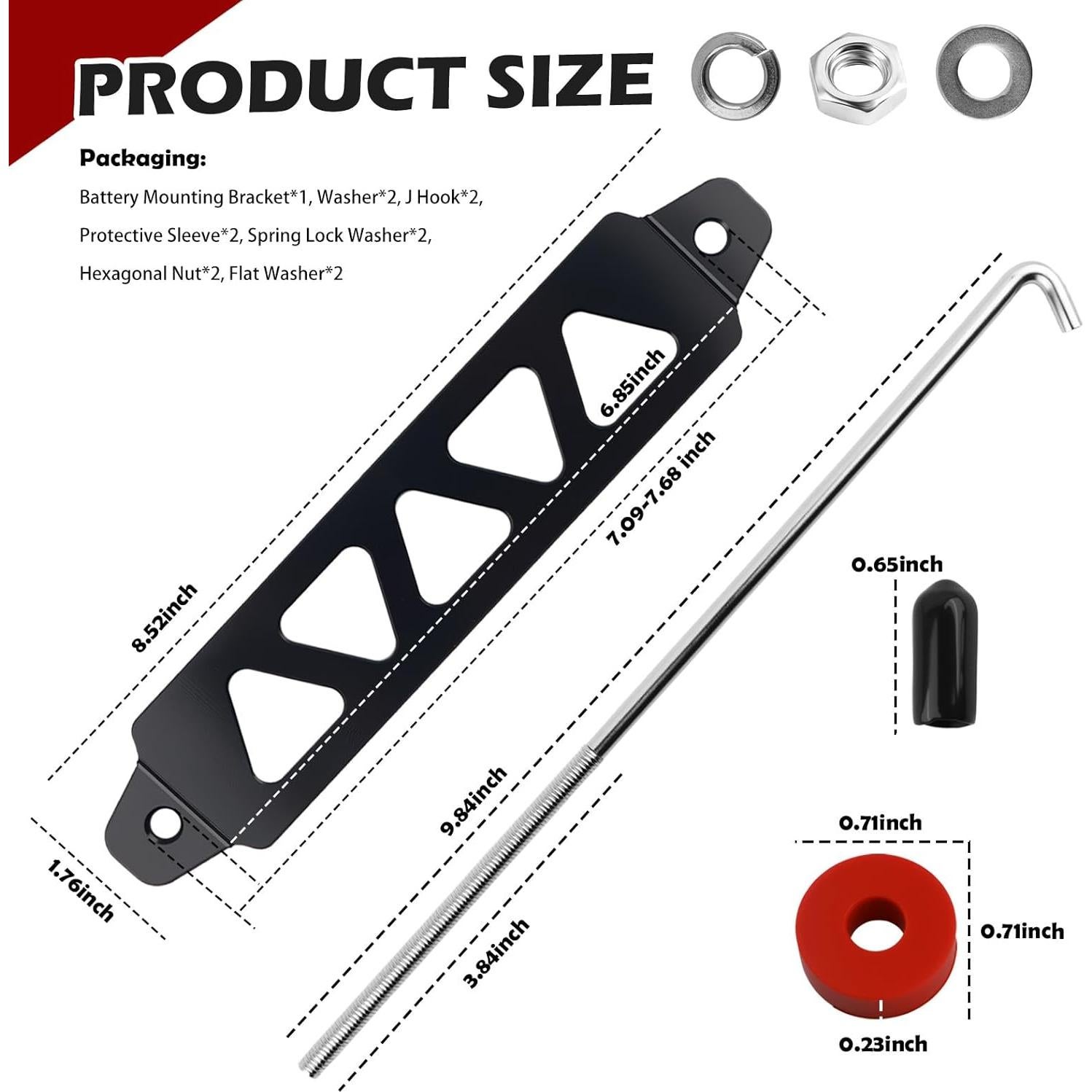 Kit de Soporte de Batería de Automóvil Figpade 21.63 cm Aluminio
