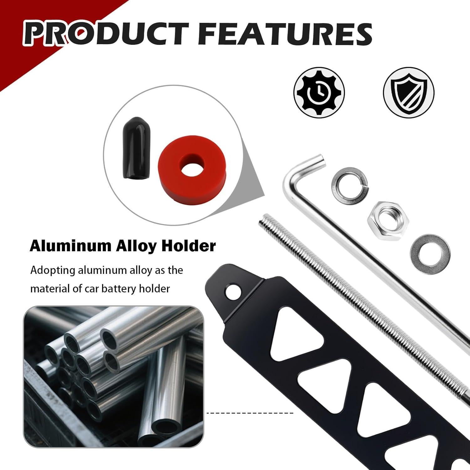 Kit de Soporte de Batería de Automóvil Figpade 21.63 cm Aluminio