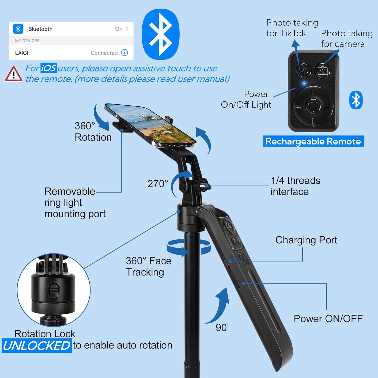 Trípode Inteligente BiZiSOFON 180 cm Seguimiento Facial 360°