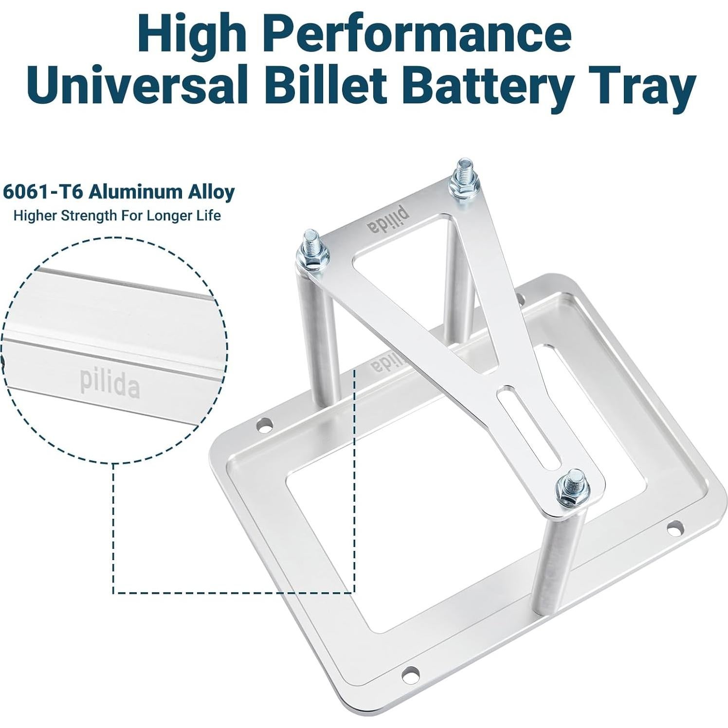 Bandeja de Batería Pilida de Aluminio 21.6x28.6 cm para Optima