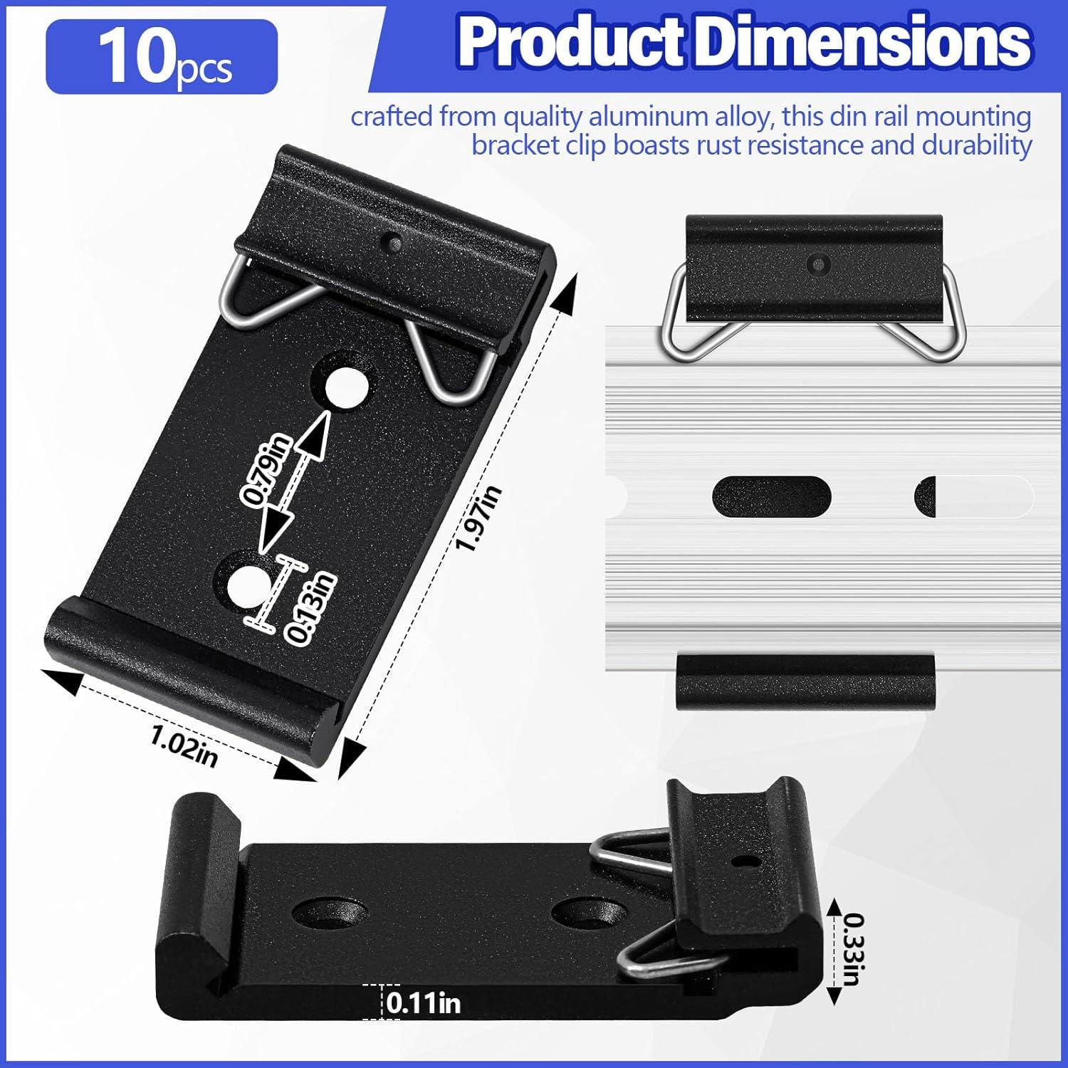 Hicarer 10 Clips de Montaje en Riel Din 35mm Aluminio Negro