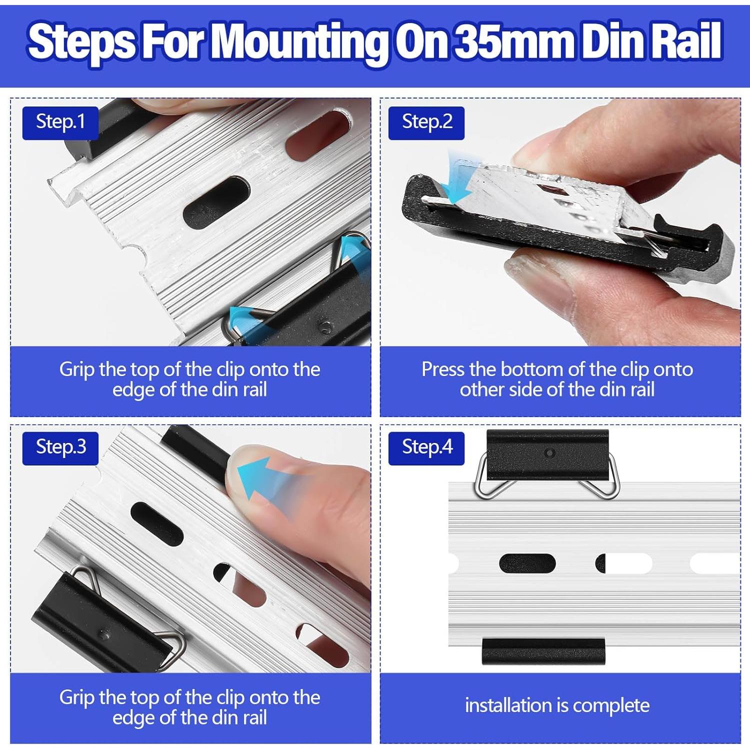 Hicarer 10 Clips de Montaje en Riel Din 35mm Aluminio Negro
