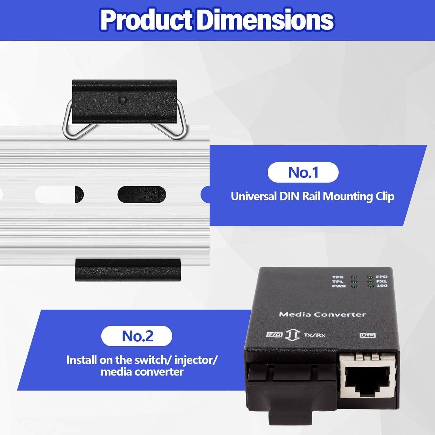 Hicarer 10 Clips de Montaje en Riel Din 35mm Aluminio Negro