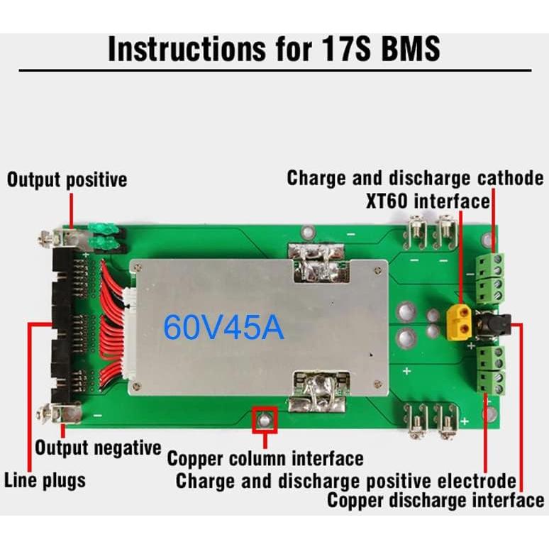 Soporte de Batería XBERSTAR 62.9V 45A BMS para Ebike