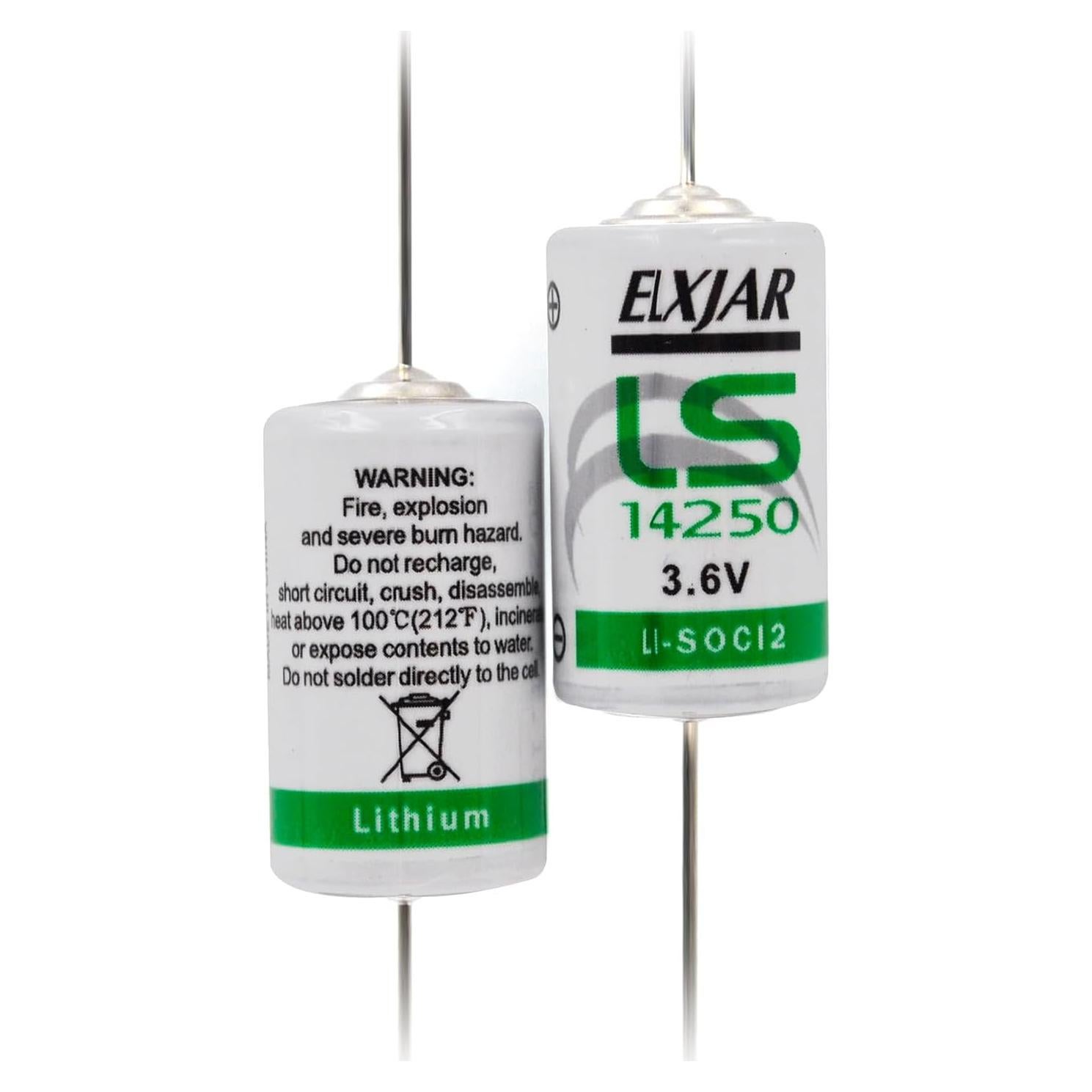 Paquete de 2 Baterías de Litio 3.6V 1/2AA elxjar LS14250