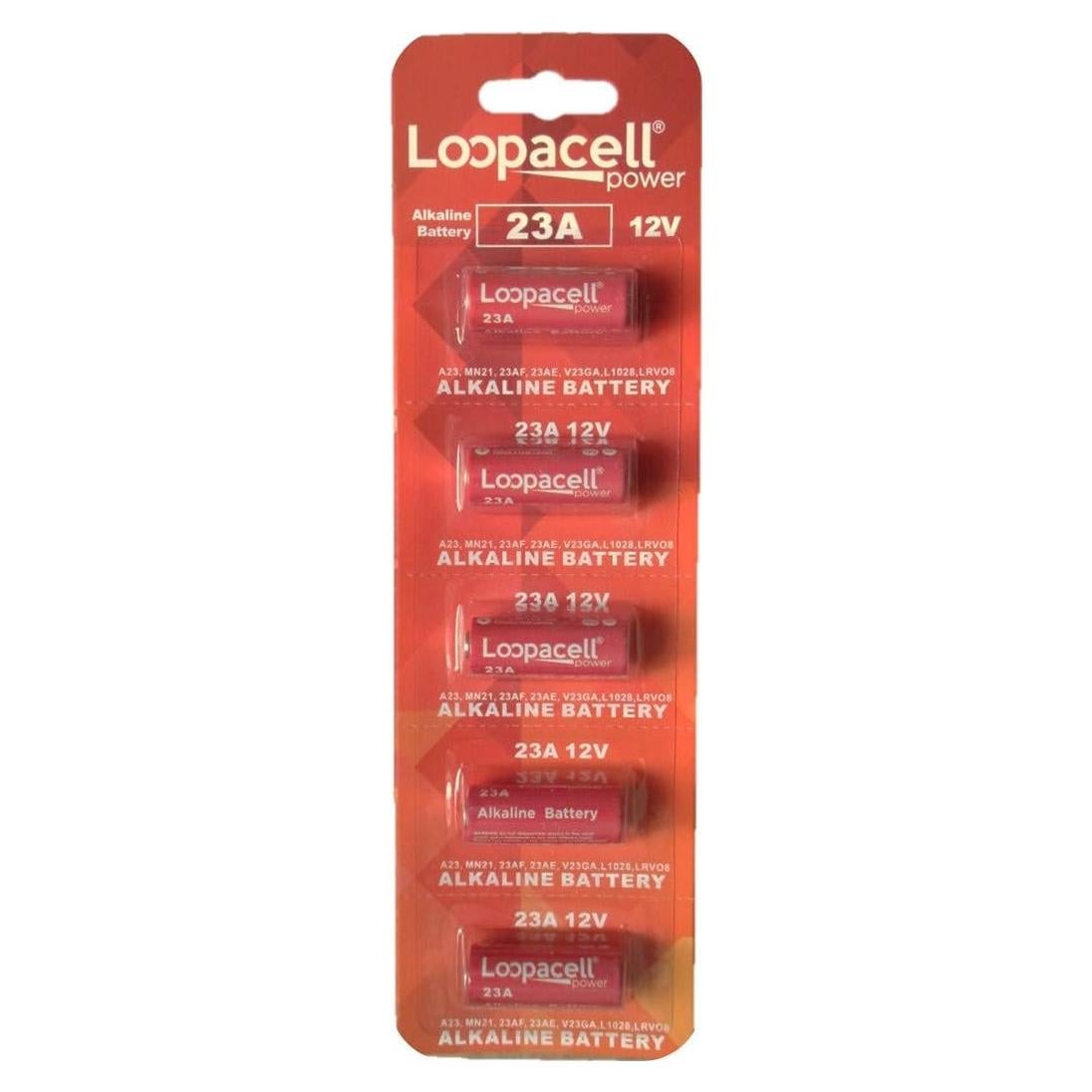 Baterías Alcalinas 23A Loopacell 12V - Paquete de 5 Pcs