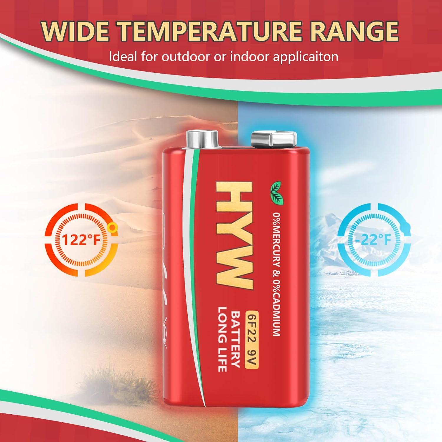 Paquete de 4 Baterías de 9V Fitinoch de Larga Duración