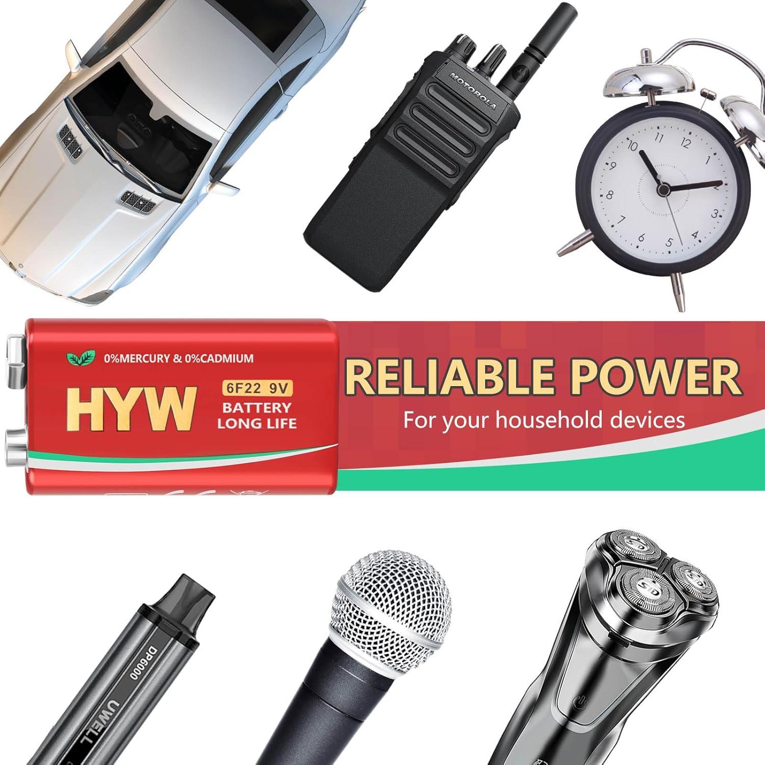 Paquete de 4 Baterías de 9V Fitinoch de Larga Duración