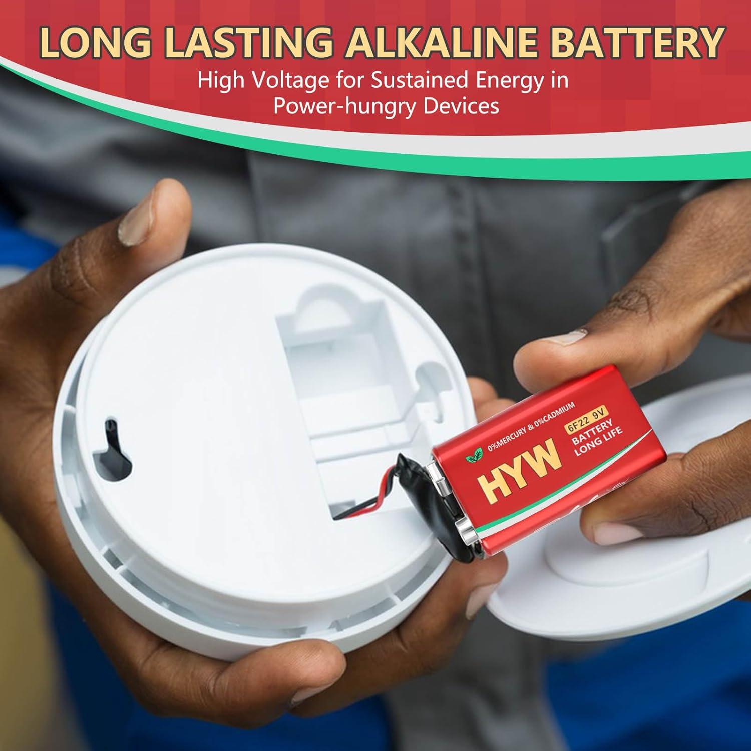 Paquete de 4 Baterías de 9V Fitinoch de Larga Duración