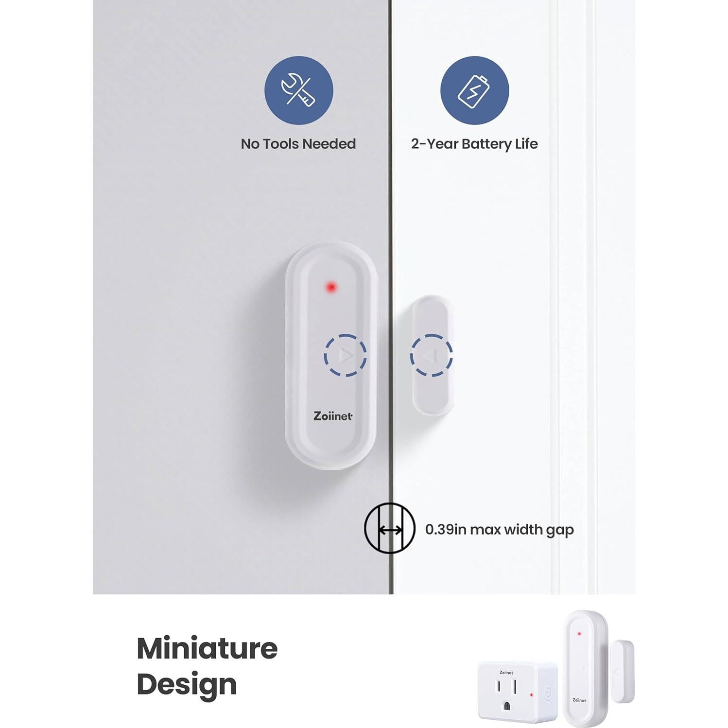 Kit Sensor de Puerta Inalámbrico Zoiinet 39.37m 15A Programable