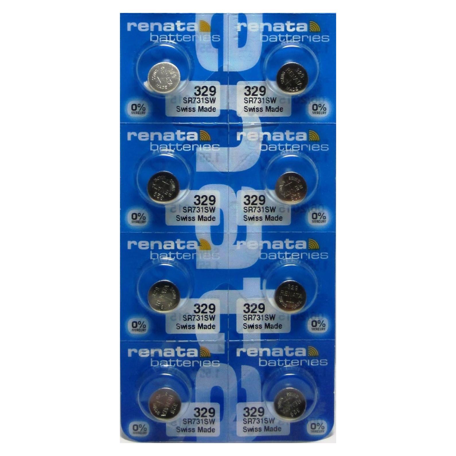 8 Baterías de Óxido de Plata 329 Sin Mercurio Renata 1.55V