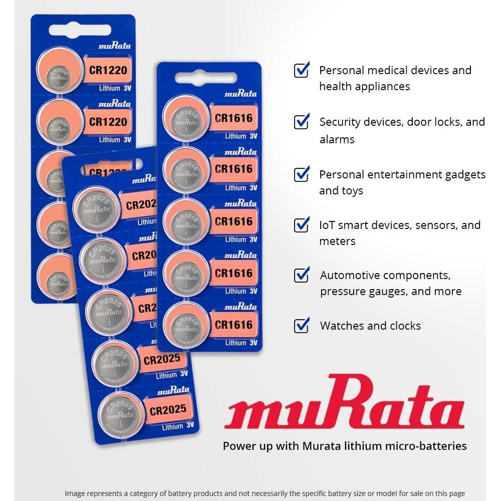 Baterías de Litio Murata CR1216 3V - Paquete de 5 Unidades