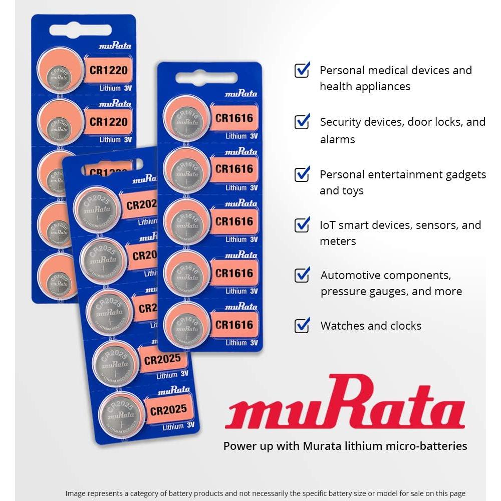 Baterías de Litio Murata CR2016 3V - 20 Unidades 90mAh