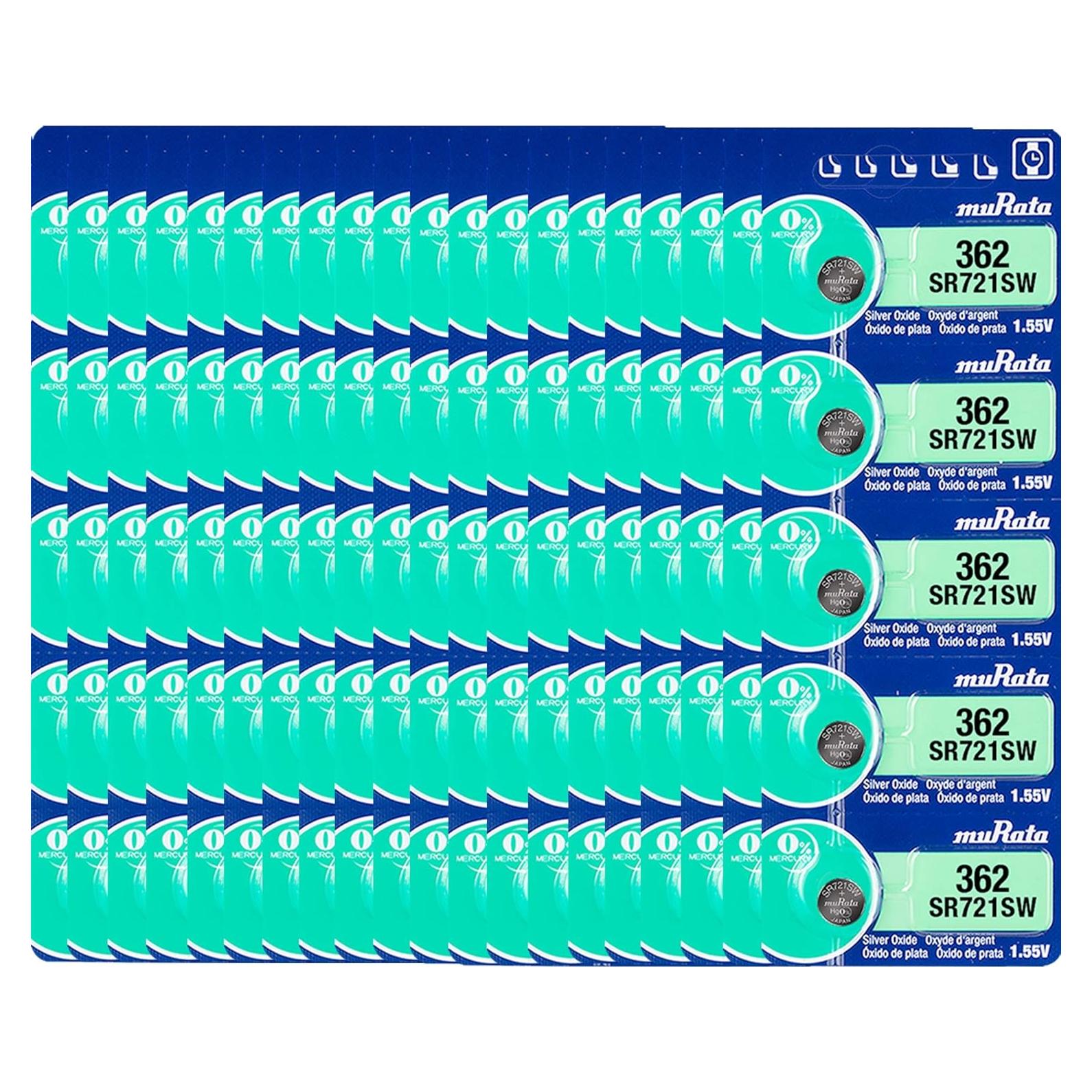 Batería de Reloj Murata 362 SR721SW 1.55V Óxido de Plata - 100 Unidades