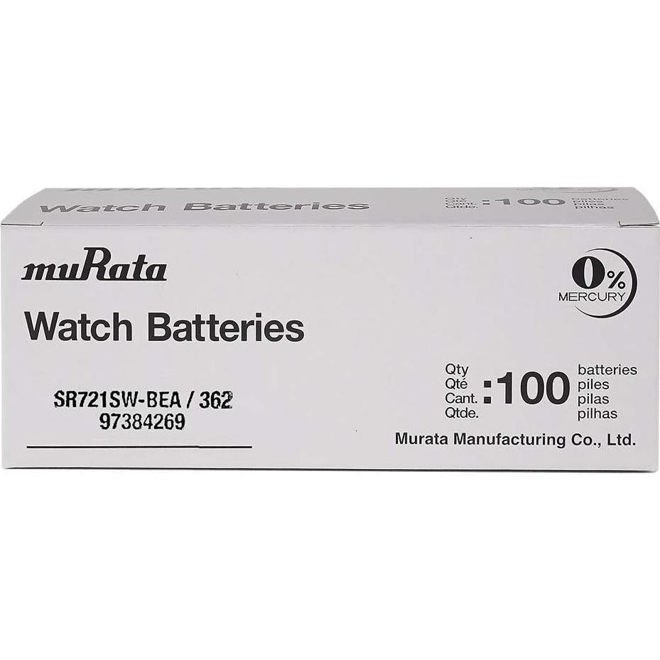 Batería de Reloj Murata 362 SR721SW 1.55V Óxido de Plata - 100 Unidades