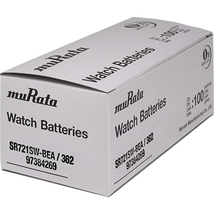 Batería de Reloj Murata 362 SR721SW 1.55V Óxido de Plata - 100 Unidades