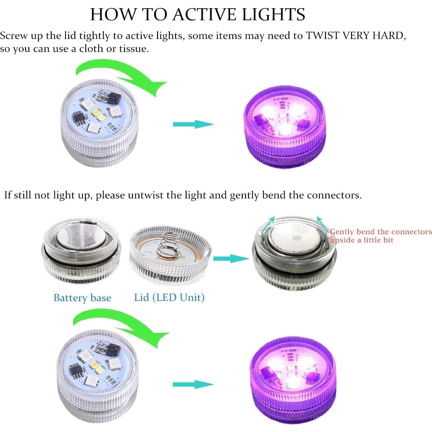 Luces LED Mini Sumergibles KUCAM con Control Remoto RGB - Paquete de 10