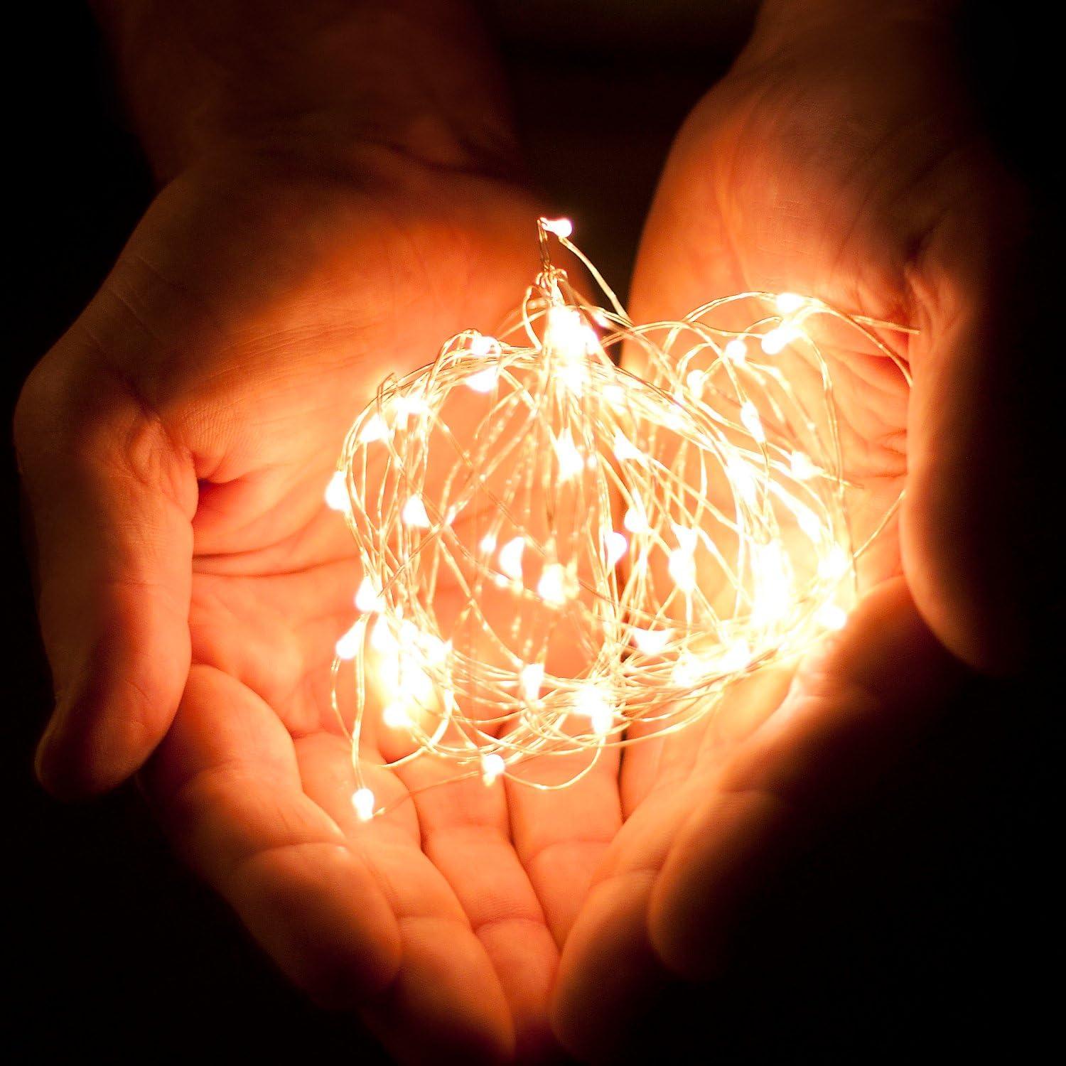 2 Sets Luces de Cuerda LED 20 Lámparas Blanco Cálido RTGS