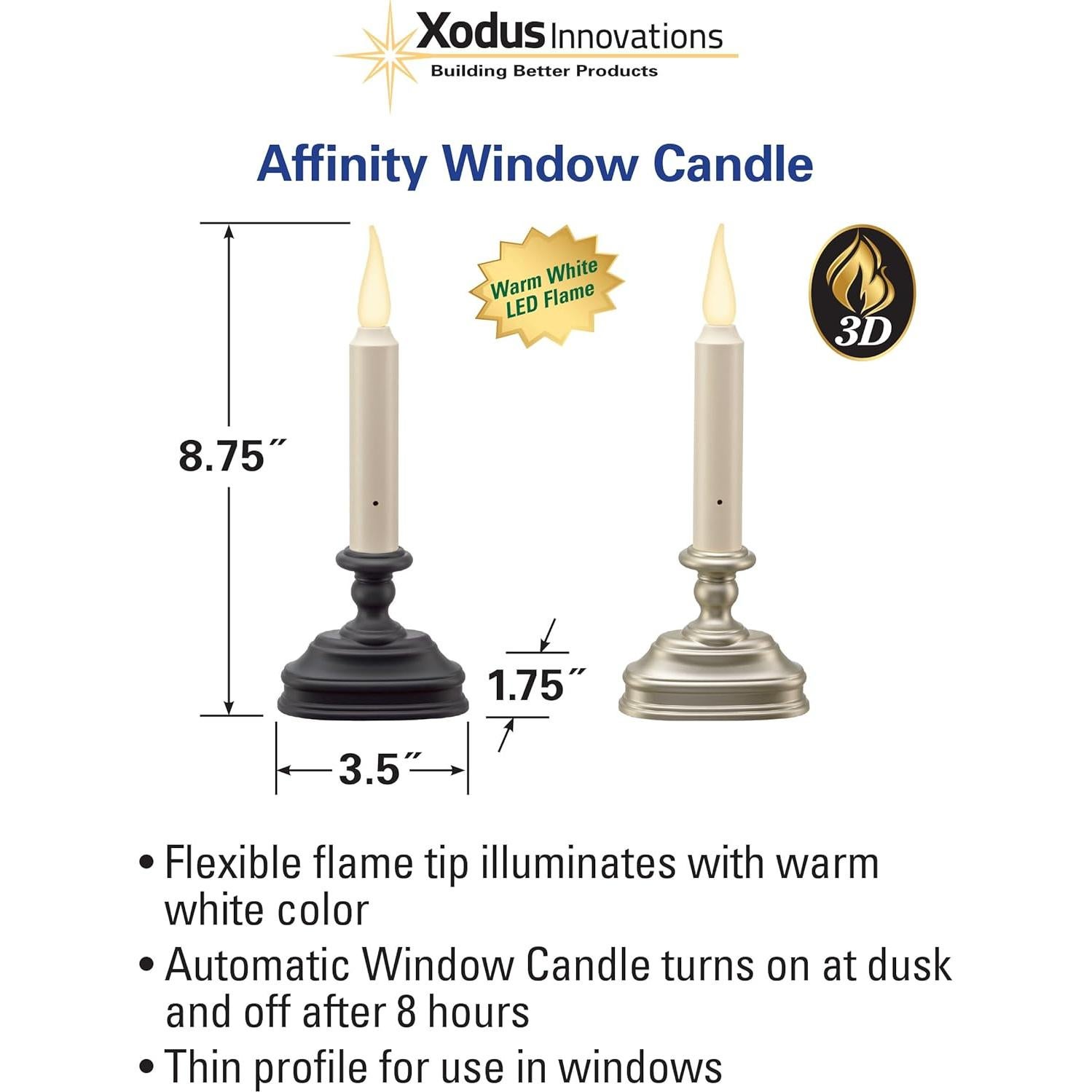 Candle de Ventana LED Xodus FPC1620P 22.23cm Plata 3D