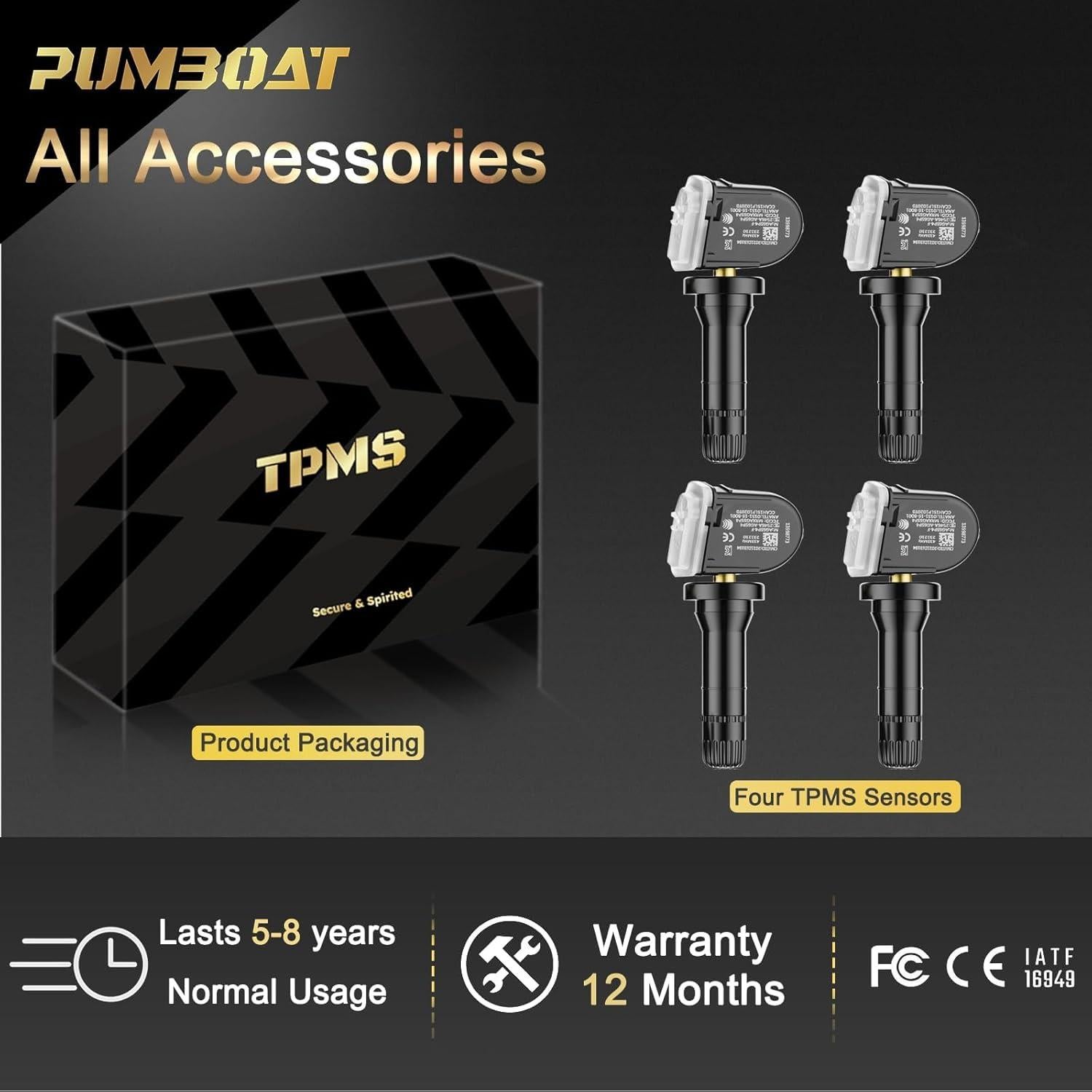 Sensor TPMS Preprogramado Pumboat 433MHz para GM 4 PCS