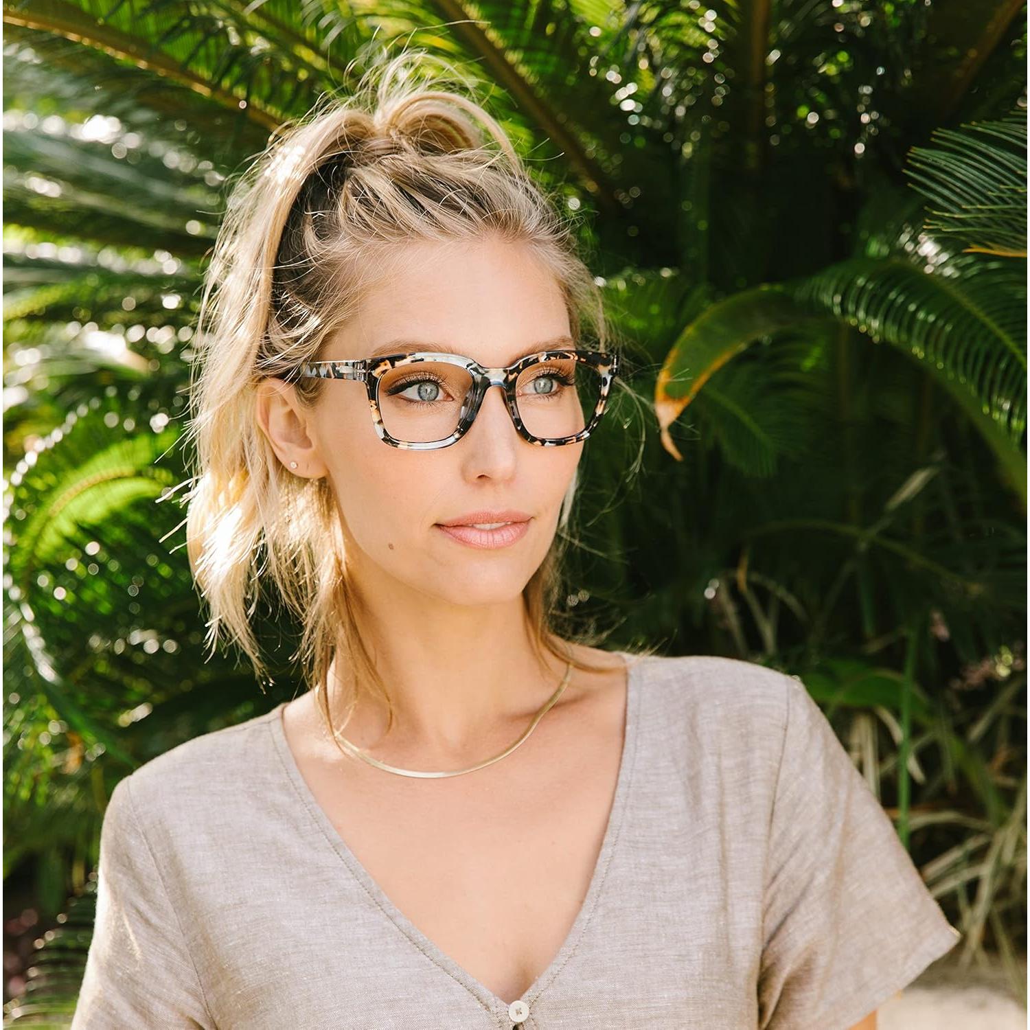 Gafas de Lectura Peepers Cuadradas Luz Azul 4x Cuarzo Azul