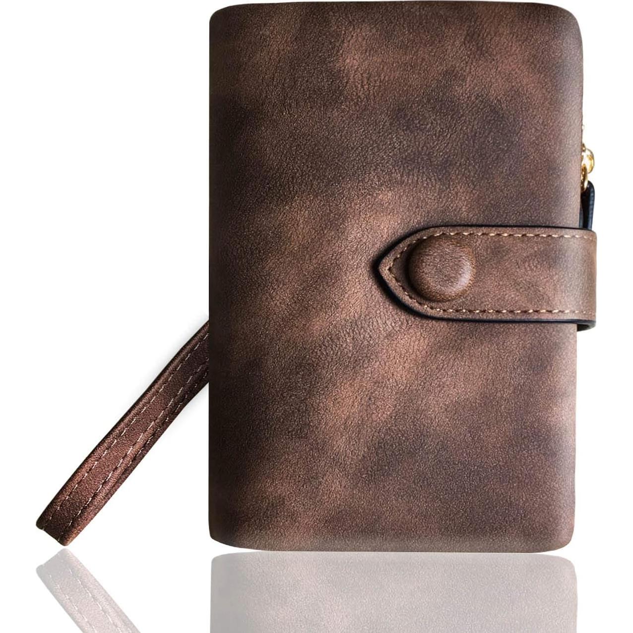 Cartera de cuero PU AOXONEL pequeña con bloqueo RFID