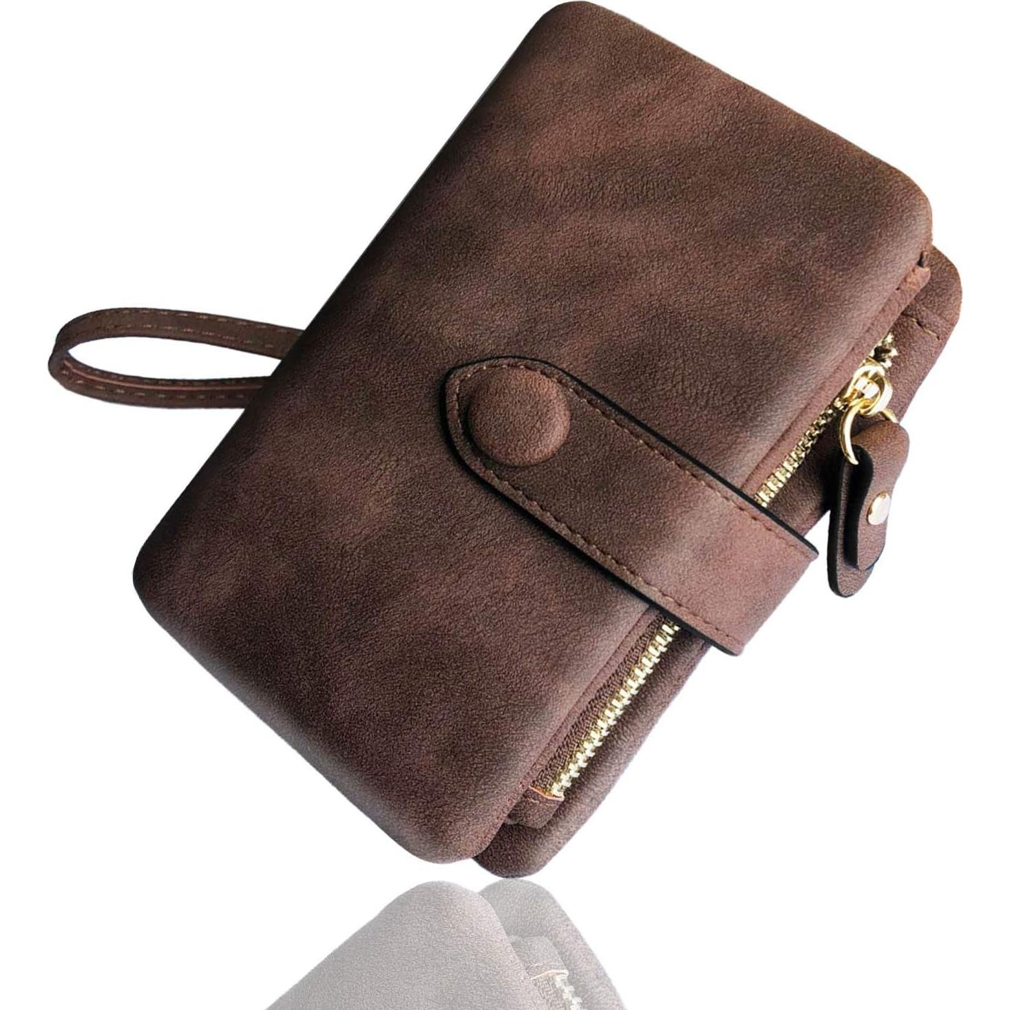 Cartera de cuero PU AOXONEL pequeña con bloqueo RFID