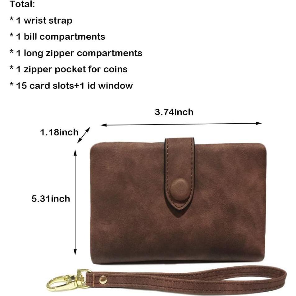 Cartera de cuero PU AOXONEL pequeña con bloqueo RFID