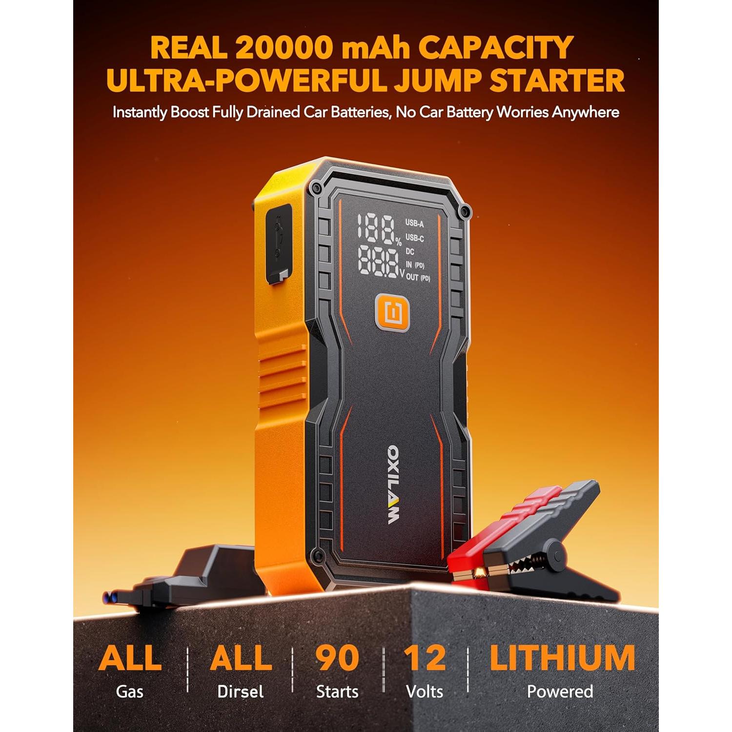 Arrancador de Salto OXILAM 20000mAh 9000A para Motores