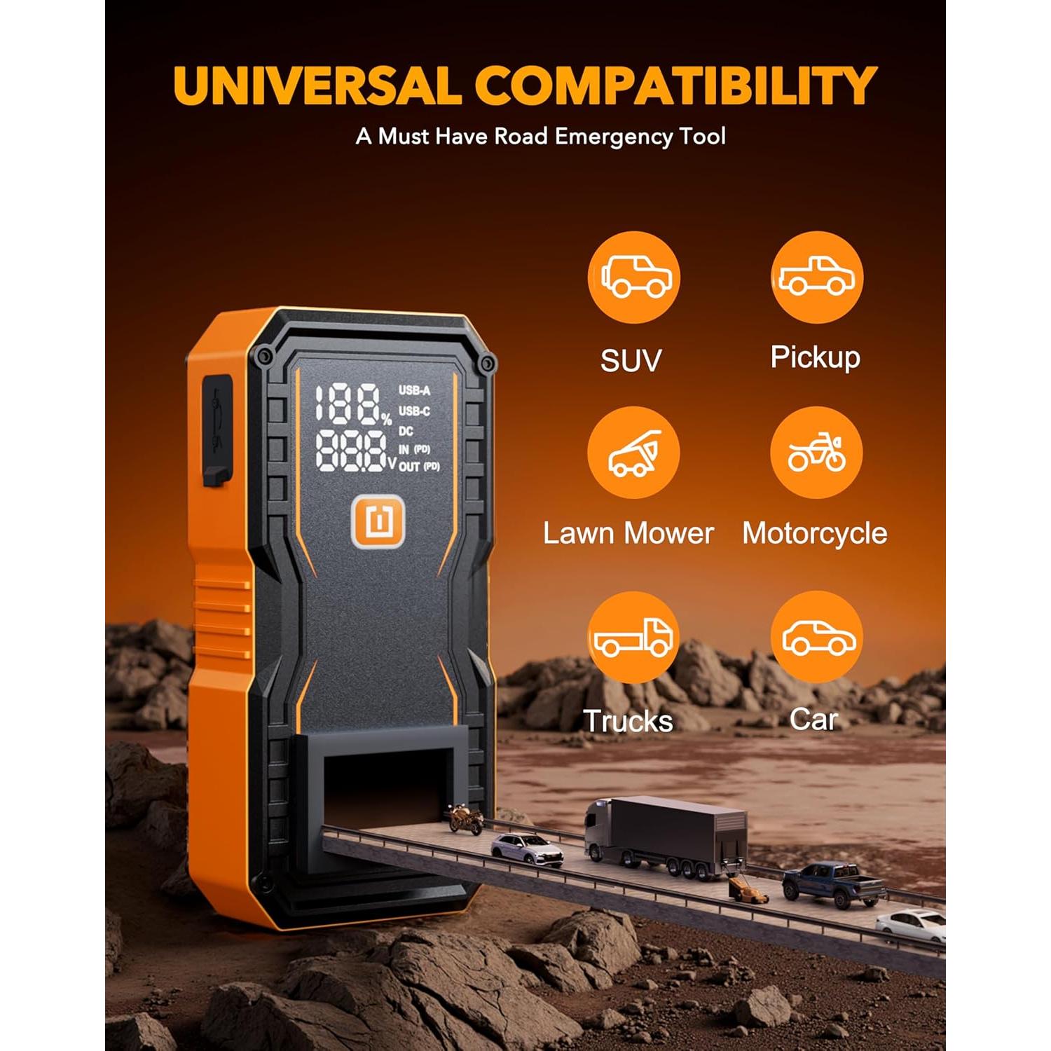 Arrancador de Salto OXILAM 20000mAh 9000A para Motores