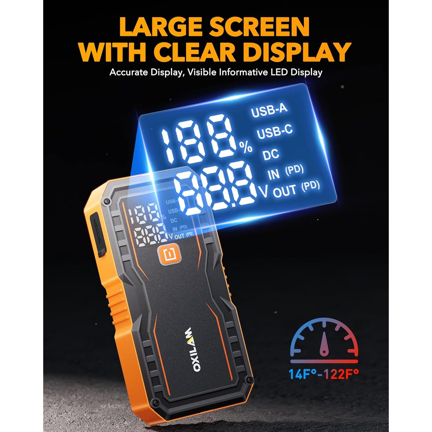 Arrancador de Salto OXILAM 20000mAh 9000A para Motores